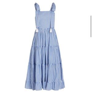 Mille Blue and White Striped Maxi Dress